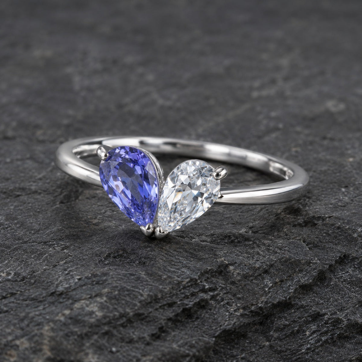 Bague deux pierres de naissance en argent